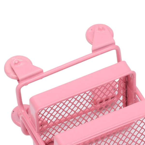 1:12 Mini Nukkekodin Leikkikärry 3 Tasoa Säilytysteline Pyörillä Nukkekodin Keittiökalusteiden Koristeluun Vaaleanpunainen