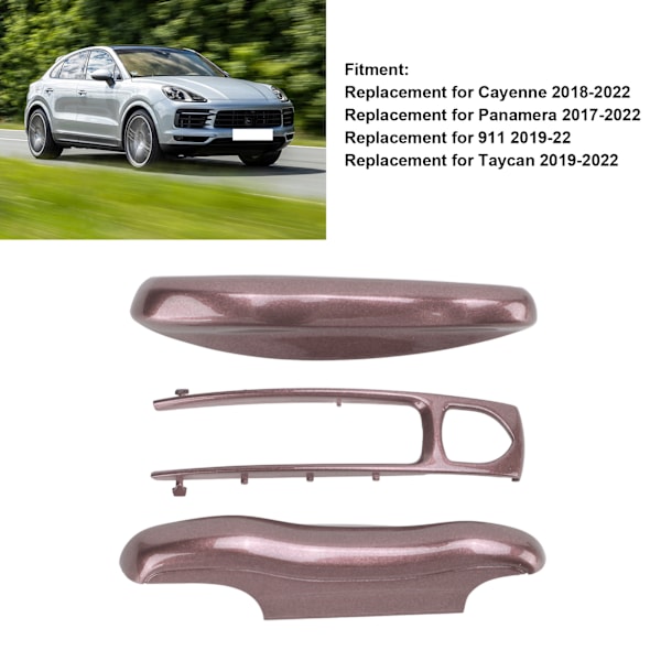 Nøkkelbeskyttende deksel for bilnøkkel med fjernkontroll, 3 deler, erstatning for Cayenne Panamera 911 Taycan, rosa