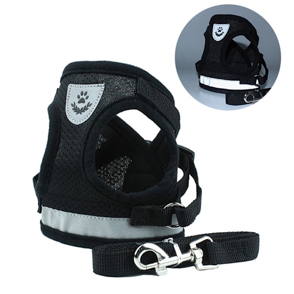 Adjustable Pet Dog Durable Leash Rope Security Vest Chest Cloth Neck Strap (Black M)