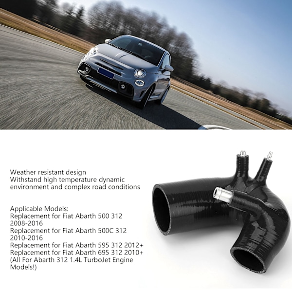 Piikattoinen Imuputken Sarja Fiat Abarth 500 595 695 1.4L TurboJet 2008-2023 Musta