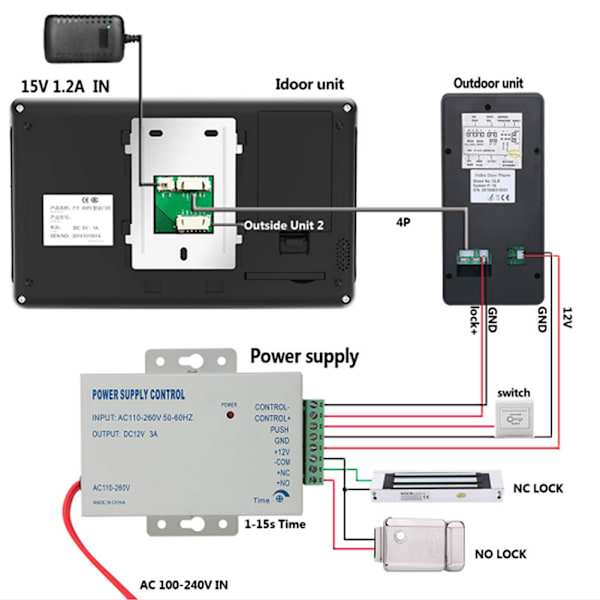 1080P HD 9 tommer Videodørtelefon Kablet Wifi Ansigt Fingeraftryk Adgangskode RFID Dørtelefon 100-240VUS