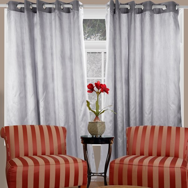 90"X 90" Fabric Fully Lined Home Curtains Pleat Eyelet Ring Top Drapes With Lining Silver Gray