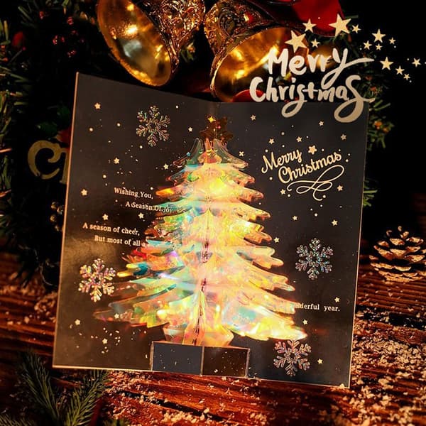 Juletræs 3D-kort, Glædelig jul pop-up kort til jul