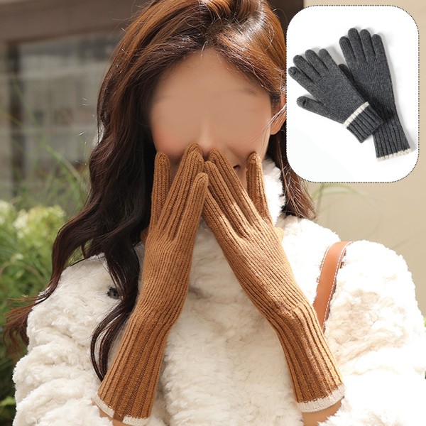 Vinterhandskar för kvinnor, varm ullstickad Stretch Fingerless Dark gray