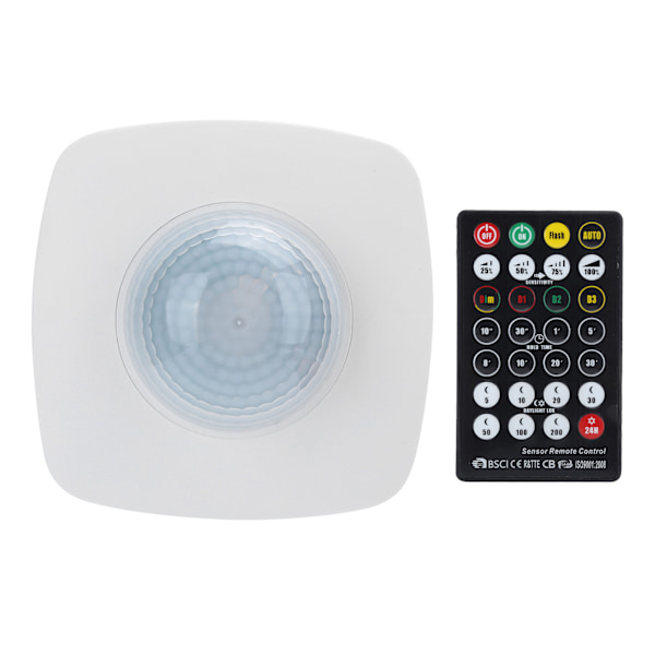 Infraröd Sensor Människokroppsavkänningsbrytare Detektor med Fjärrkontroll 220‑240V/AC