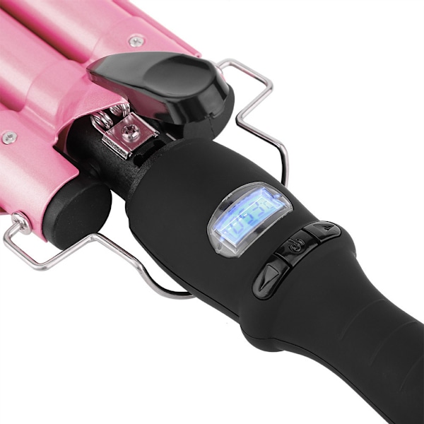 220V 22mm Digital Display Keramisk 3-Tuns Hårcurlingsstav Hårstilverktyg UK