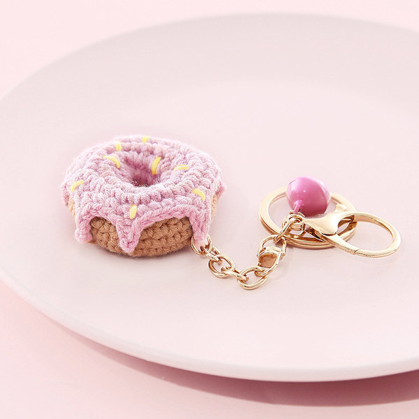 Donut Uldgarn Nøglering Vedhæng Bil Taske Charm, Nøglering Keyri
