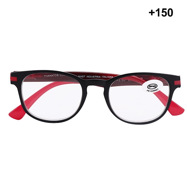Unisex Läsglasögon Mjuka Näsdynor Klar Linser Äldre Glasögon för Män Kvinnor (Matt Svart Röd +150)