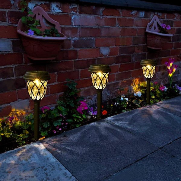 Landskapsbelysning, Solcellsdrivna Gångljus, Utomhusdekoration, Enkel Installation, Väderbeständig, Stark LED-belysning för Trädgård (3-pack)