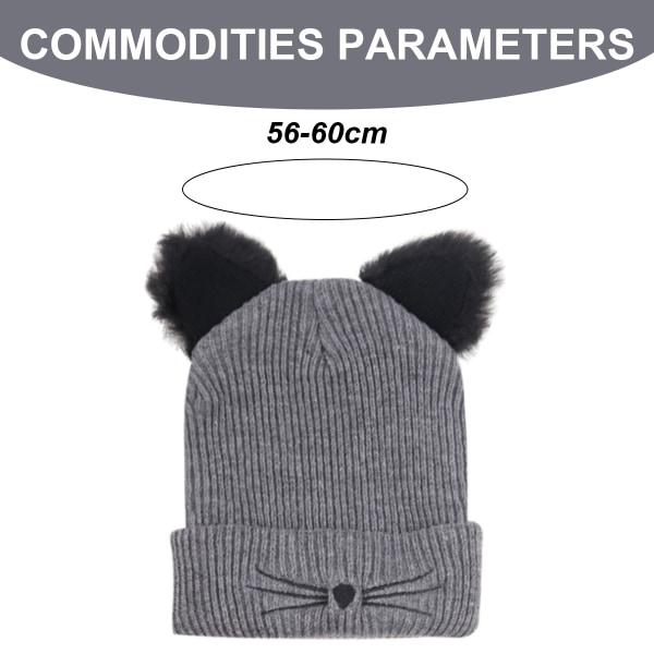 Beanie Women - 2 Pom Ears Cable Knit Winter Warm Fleece Hat - Ca