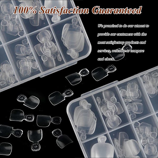 Akryyliset tekokynnet Cover, 100 kpl Keinotekoinen ranskalainen varpaankynsi 10 kokoa laatikolla, tekokynsivinkkejä kynsihoitoon ja tee-se-itse nail art jalka