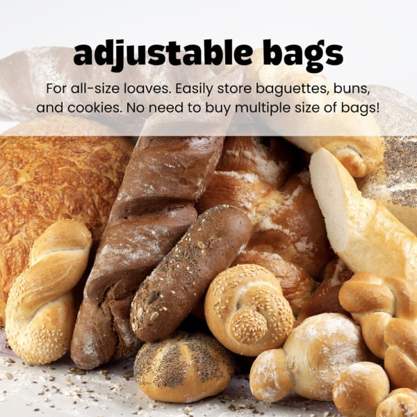 Gjenbrukbare brødposer i plast for hjemmelaget brød - 100 stk