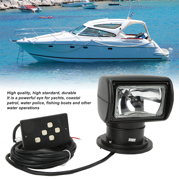 Fjärrstyrd Söklampa 100W 8.3A 360 Graders Rotation Vattentät Spotlight Universal Passform för Båt Yacht Lastbil Bil DC12V