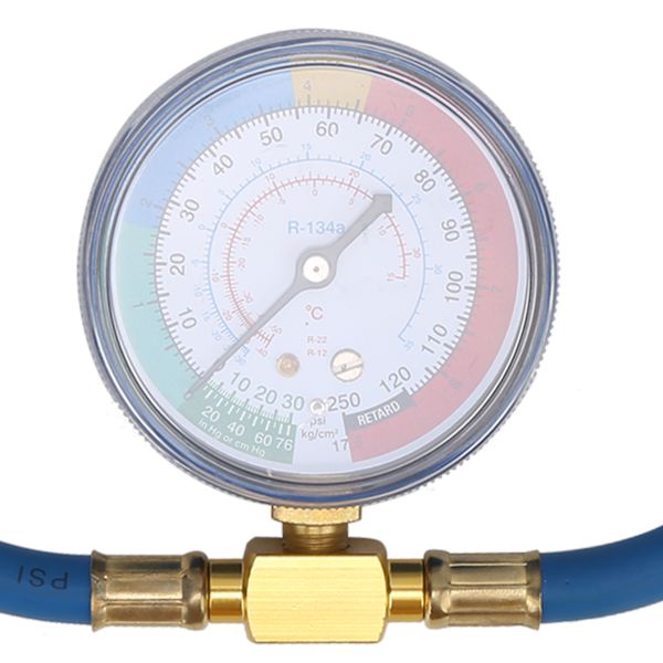 Bil R134A AC-Kylvätskeslang Tryckmätare 0‑250psi Fluorera Enkelt Ventil
