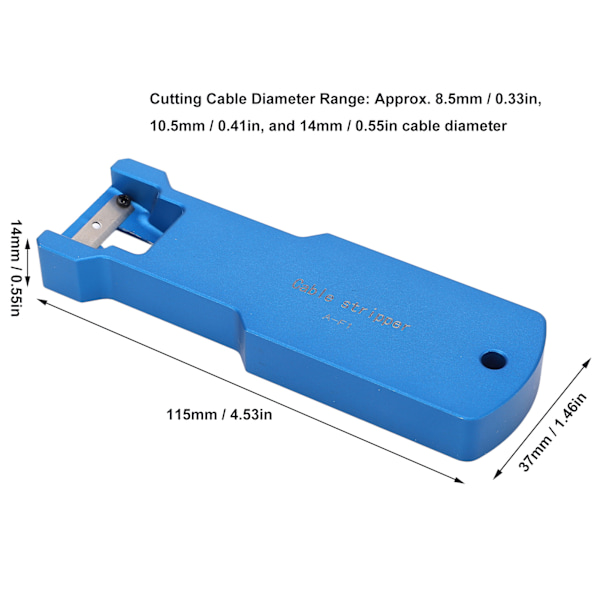 Optisk fiberavskaller med aluminiumslegeringblad, utskiftbart blad, langsgående kabelavskaller, kabelstripper for Dia 8,5 10,5 14 mm