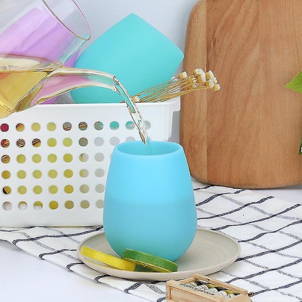 Okrossbara vinglas i silikon, återanvändbara dryckesglas, värme- och frysbeständiga, diskmaskinssäkra, för användning inomhus och utomhus, set om 4