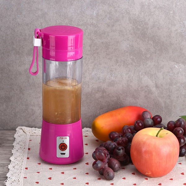 380ML Bærbar Oppladbar USB-juiceblender Fruktjuiceekstraktor Håndholdt Flaskekopp Rose Rød