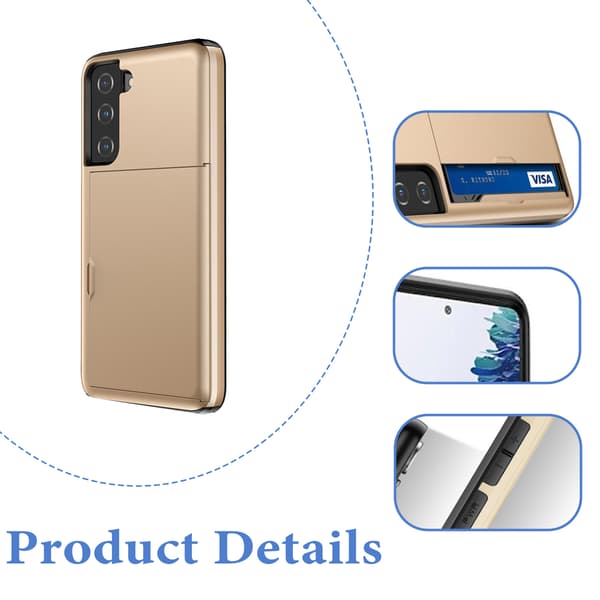 Kompatibel med Samsung S22 Robust Deksel med Gullkort Holder