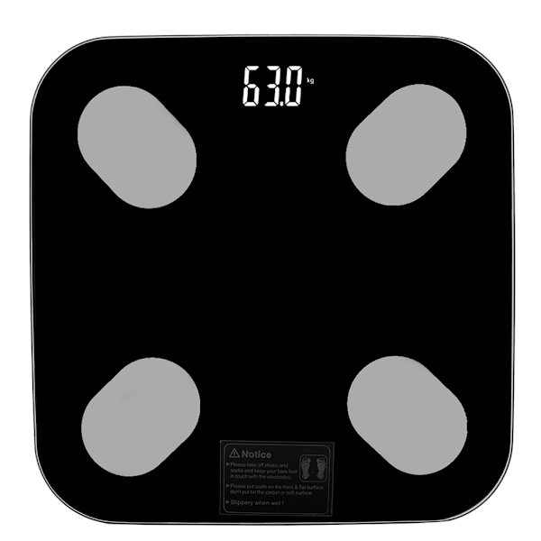 180 kg Smart Kropps- och Fettskalvåg för Hemmet, Elektronisk Digital LCD Vikt Vågskala Svart