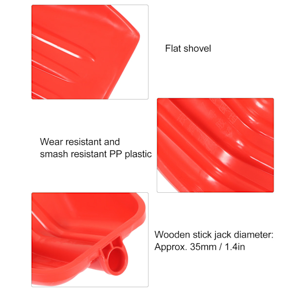 Sneskovl Rød Tykknet PP Plast Slidstærk Robust Børnesikker Skovl til Have 39 X 30cm / 15.4 X 11.8in