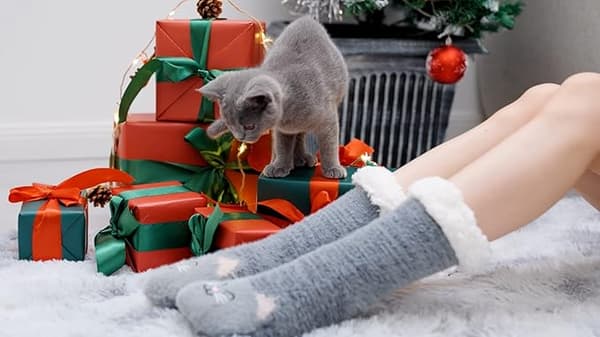 1 Par Dam Vinter Varma Mjuka Fluffiga Sängsockor