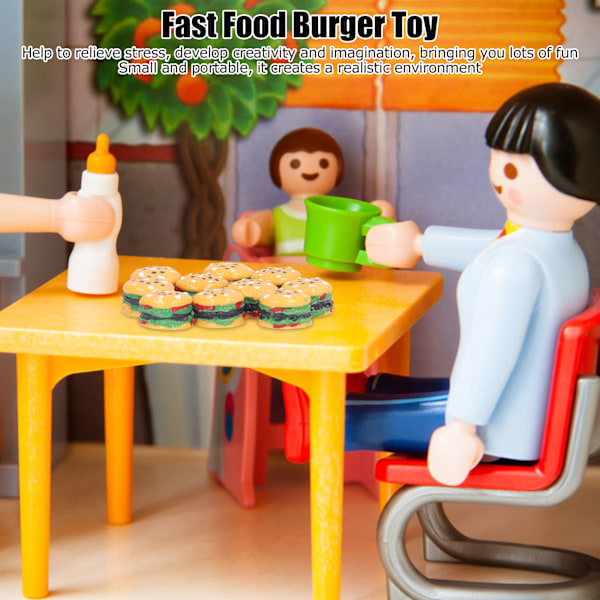 Miniature Madspil Burger Model Børns Hamburger Legetøj 1/12 Dukkehust Tilbehør til Børn 3 År+