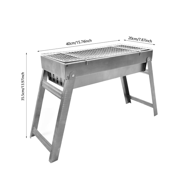 Bærbar Foldbar Kulgrill i Koldvalset Stål til Hjemmehave, Baghave og Fest