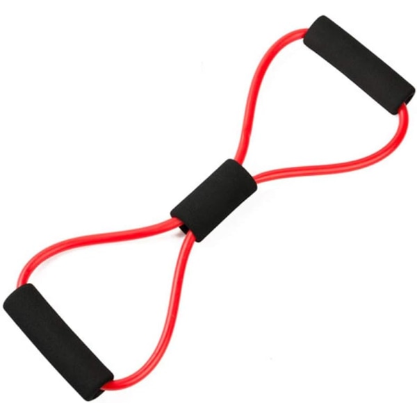 2st Yoga Gym Fitness Resistance 8-ords bröstexpandergummirör Dragrep Träningsmuskelresårband för sportträning (röd)