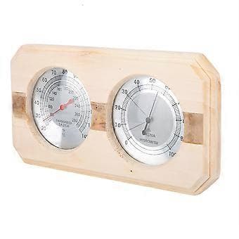 Træ Dobbelt Ur Display Sauna Rum Termometer Hygrometer Træpanel