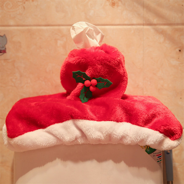 3Pcs/set Flannel Toilet Seat Lid Tank Cover Set Warm Pad Home Bathroom Christmas Decoration