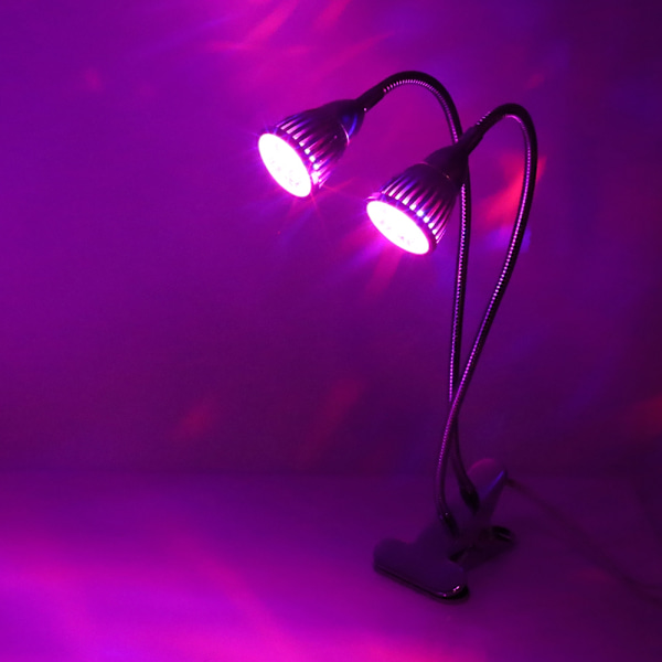 Trendikäs 10W kaksoispääinen LED-kasvivalo joustavalla kaulalla ja pöytäkiinnikkeellä