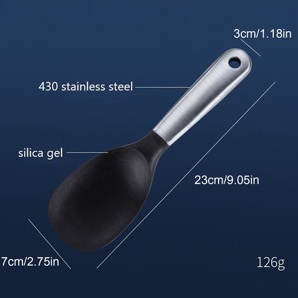 Silikonøse for servering av ris, multifunksjonell matlagingøse med langt håndtak, non-stick rispadle for skånsom omrøring, ergonomisk form for