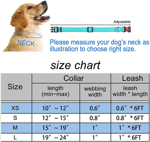 Kæledyrsstil: Holdbart nylon webbing halsbånd med blød neoprenpolstring, reflekterende tråde, til små til store hunde, Rose, Quick Release