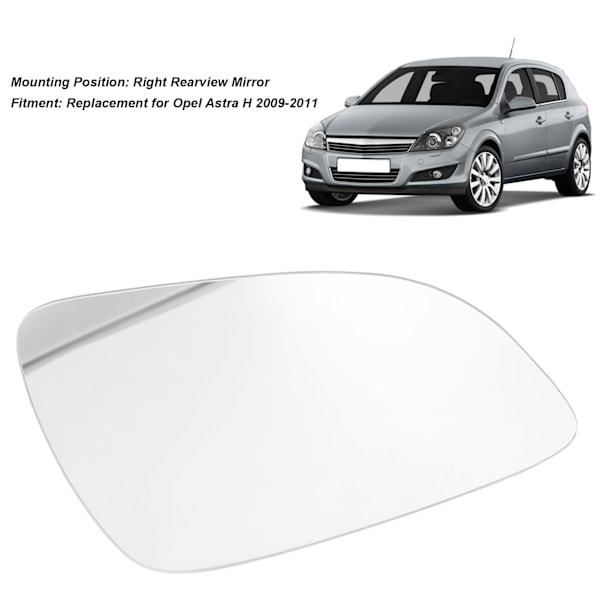 Ydre Bagspejlsglas Højre Side Selvklæbende Udskiftning til Opel Astra H 2009‑2011