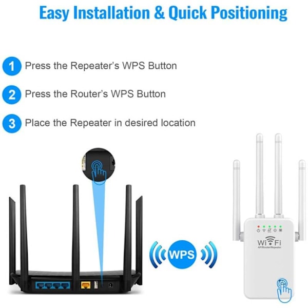 Stabil Signal WiFi-förstärkare, 2024 Multifunktionslägen Booster, Stöder Säker Krypterad Surfning för 35 Enheter, Lång Räckvidd WiFi-täckning upp till