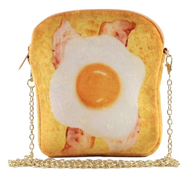 Butter Toast Skulderveske,Cute Plush Food Crossbody Handbag for