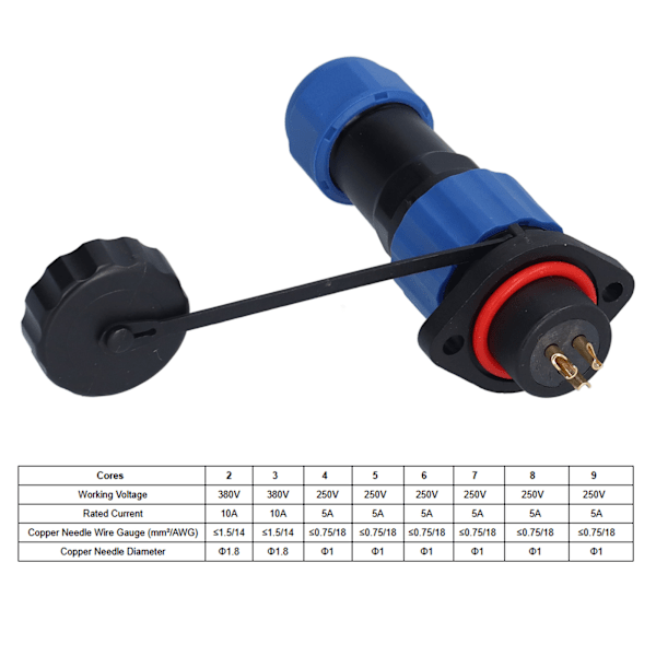 SP16 Flens Vanntett Flypluggkontakt IP68 Hunn og Hane Butt Joints Flens Vanntett Kontakt 3 Kjerner (380V 10A)