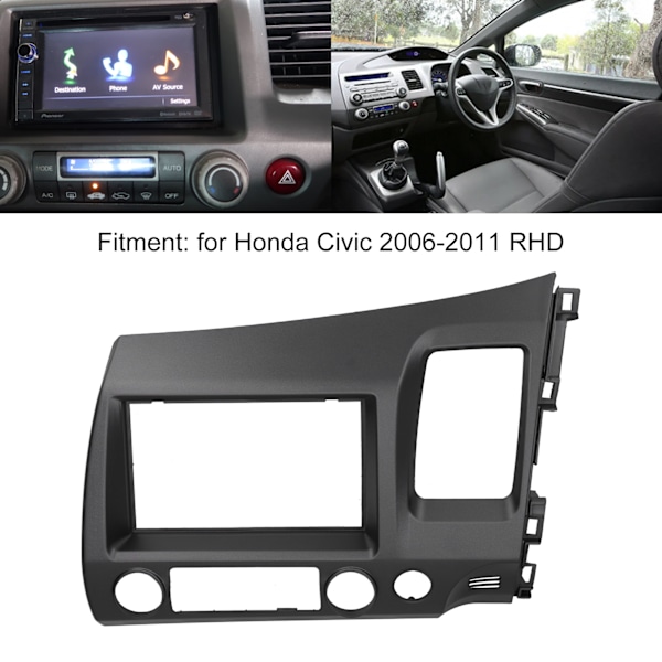 2Din Stereoradion Kehys DVD Audio Navigointipaneeli Harmaa Hondalle Civic 2006‑2011 RHD