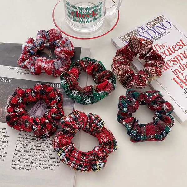 Julescrunchies til hår Scrunchie Holder Hestehale Elastikker Hårbånd Bløde Søde Scrunchy Pakke til Piger style 1