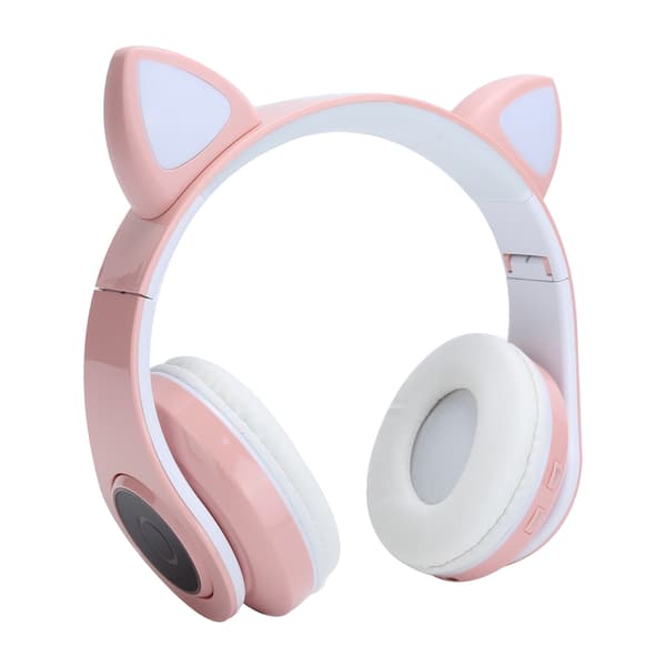 Bluetooth 5.0 Stereo Musikhörlurar Kattöron Belysning Söta Headset för Unga