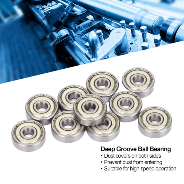 10 st Deep Groove Kullagers Dubbelskärmade Stål Hårdvara 626Z 6mm ID 19mm OD 6mm T