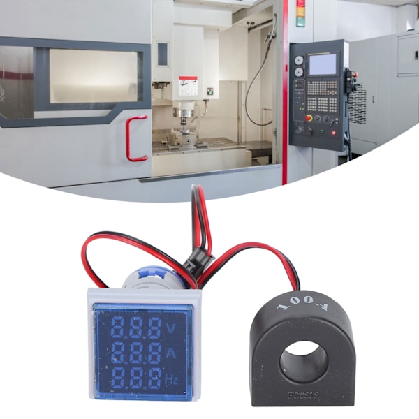 Strömsignalindikator Universal 3-Display Kvadratisk Lampa Ljus 60~500V AC AD16‑22VAHBlå