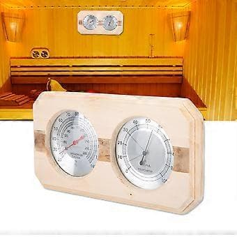 Træ Dobbelt Ur Display Sauna Rum Termometer Hygrometer Træpanel