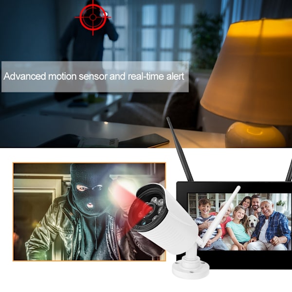 10 tuuman 1.3MP HD Langaton WIFI Vauvanvalvontakamera 3 Kameraa Älykäs DVR Kotivartiointijärjestelmä