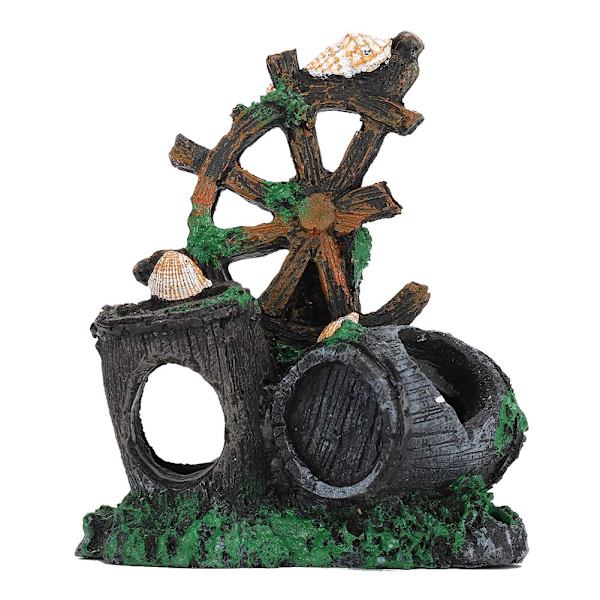 Simuleret Akvarium Hule Ornament Vindhjul Tønde Landskab Akvarium Dekoration Vindhjul Tønde