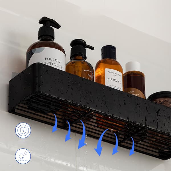 Kraftig Rustfri Ydeevne Vægmonteret Badeværelseshylde, Holdbar Anodiseret Rustfrit Stål Flydende Organizer, Hjørne Rektangulær Hylde Til