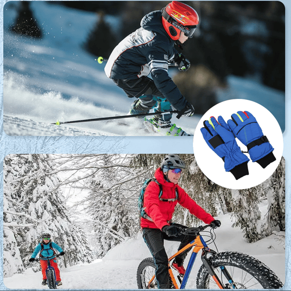 Vinter Snow Vanntette Tykke Varme Vindtette Hansker for Barn Blue