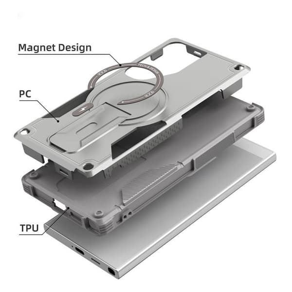 Kompatibel med Samsung S26 Plus – Usynlig stativ, magnetisk, fallsikkert hardt etui (blått) Blue Samsung S25 Plus