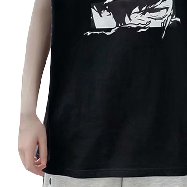 Mænd Tanktop Smuk Print Ærmeløs Løstsiddende Vest Skåret Skjorte til Hjemmetræning Sort XL