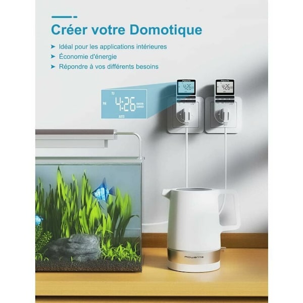 Smart Digital Timer Switch för automatisk styrning av apparater, flexibel programmering upp till 2900W med 10 olika på/av-program per dag, repeterande